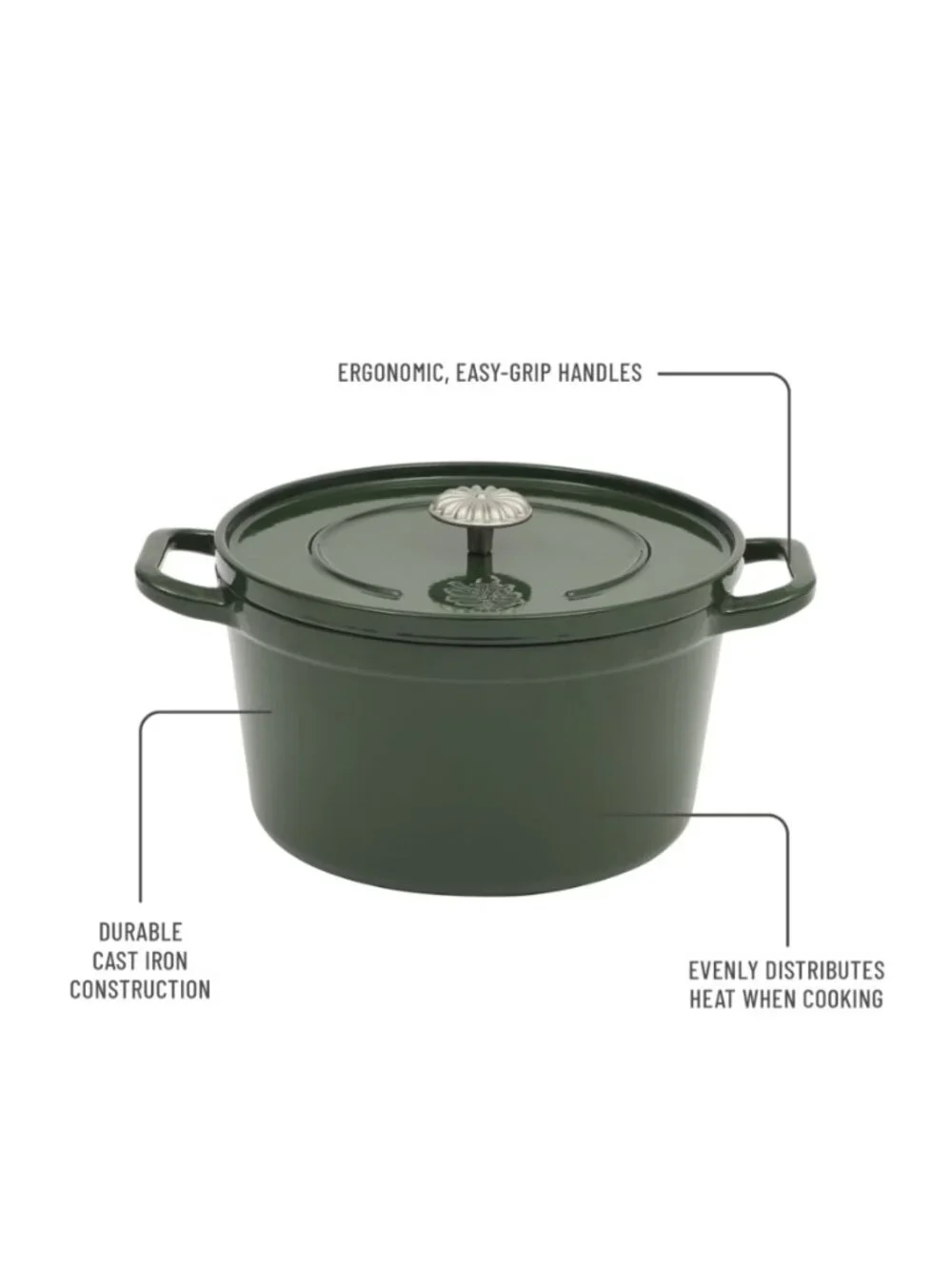 The Pioneer Woman Home Dark Green Agatha Enameled Cast Iron 5-Quart Dutch Oven